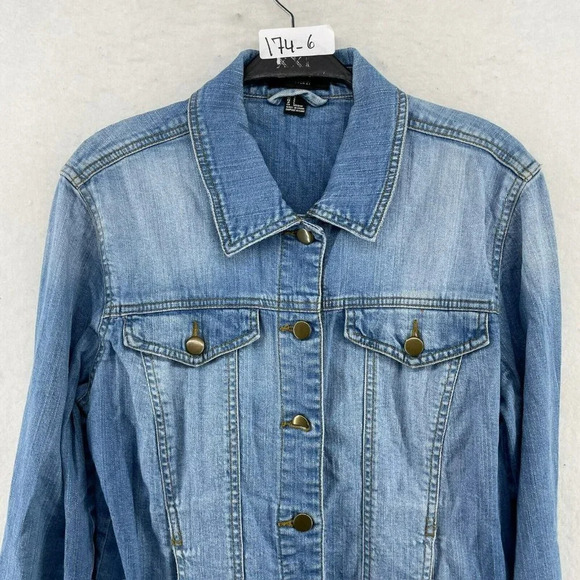 Forever 21 Jean Jacket Women's Sz S Light Wash Blue Button Pocket Denim Collared - Picture 6 of 12